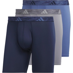 adidas Men’s Microfiber Boxer Briefs (3-Pack or 5-Pack) Performance Stretch Moisture-Wicking Underwear(Collegiate Navy/Grey/Crew Blue)