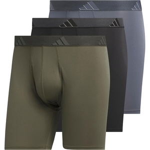 adidas Men’s Microfiber Boxer Briefs (3-Pack or 5-Pack) Performance Stretch Moisture-Wicking Underwear(Olive Strata Green/Black/Onix Grey)