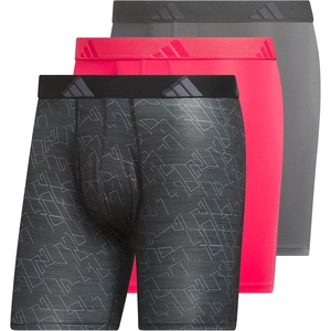 adidas Men’s Microfiber Boxer Briefs (3-Pack or 5-Pack) Performance Stretch Moisture-Wicking Underwear(Performance Mirage Black-night Grey-grey/Power Pink/Grey Five)