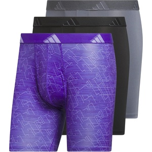 adidas Men’s Microfiber Boxer Briefs (3-Pack or 5-Pack) Performance Stretch Moisture-Wicking Underwear(Performance Mirage Pure Purple-solar Purple-light Purple/Black/Onix Grey)