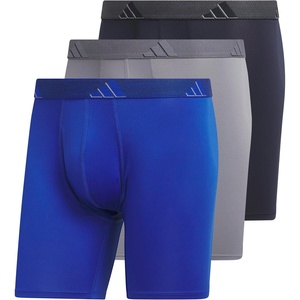 adidas Men’s Microfiber Boxer Briefs (3-Pack or 5-Pack) Performance Stretch Moisture-Wicking Underwear(Team Royal Blue/Grey/Legend Ink Blue)