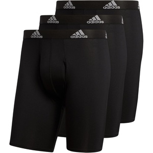 adidas Men’s Microfiber Long Boxer Briefs (3-Pack) Moisture-Wicking Performance Stretch Underwear(Black/Light Onix Grey/Performance)