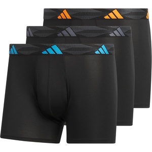 adidas Men’s Microfiber Trunk Briefs (3-Pack) Performance Stretch Moisture-Wicking Underwear(Black/Lucid Aquamarine/Pure Orange)