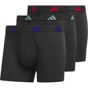 adidas Men’s Microfiber Trunk Briefs (3-Pack) Performance Stretch Moisture-Wicking Underwear(Black/Team Royal Blue/Better Scarlet)
