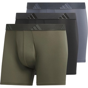 adidas Men’s Microfiber Trunk Briefs (3-Pack) Performance Stretch Moisture-Wicking Underwear(Olive Strata Green/Black/Onix Grey)