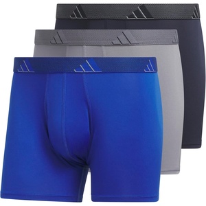 adidas Men’s Microfiber Trunk Briefs (3-Pack) Performance Stretch Moisture-Wicking Underwear(Team Royal Blue/Grey/Legend Ink Blue)