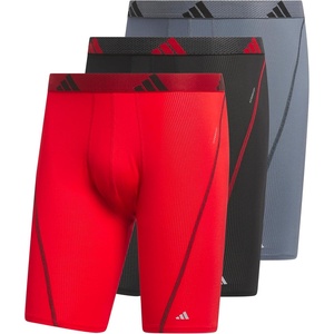 adidas Men’s Performance Mesh Long Boxer Briefs (3-Pack) Breathable Workout Underwear(Better Scarlet/Black/Onix Grey)