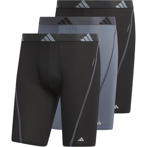 adidas Men’s Performance Mesh Long Boxer Briefs (3-Pack) Breathable Workout Underwear(Black/Onix Grey/Black)