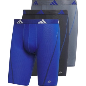 adidas Men’s Performance Mesh Long Boxer Briefs (3-Pack) Breathable Workout Underwear(Team Royal Blue/Legend Ink Blue/Onix Grey)