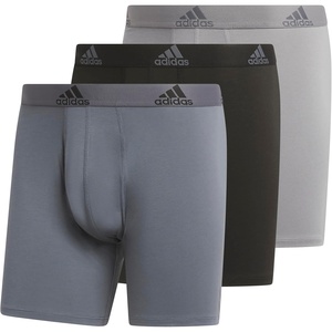 adidas Men’s Performance Stretch Cotton Boxer Briefs, Men’s Underwear Boxer Brief, Soft Stretch, Superior Comfort, 3-Pack(Onix Grey/Black/Grey)