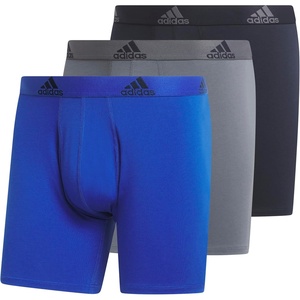 adidas Men’s Performance Stretch Cotton Boxer Briefs, Men’s Underwear Boxer Brief, Soft Stretch, Superior Comfort, 3-Pack(Team Royal Blue/Onix Grey/Legend Ink Blue)