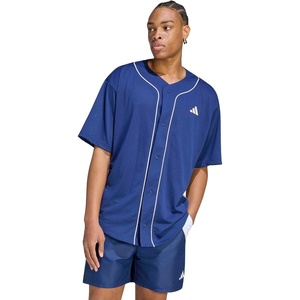 adidas Men’s Stadium Mesh Baseball T-Shirt(Dark Blue/Crystal Linen/White)