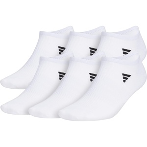 adidas Men’s Superlite No Show Socks (6 Pairs) Lightweight & Breathable(White/Black/3)