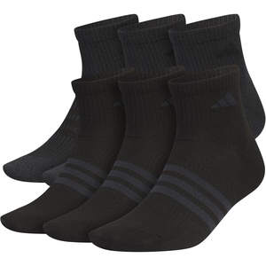 adidas Men’s Superlite Quarter Ankle Socks (6 Pairs) Lightweight & Breathable(Black/Night Grey/3)