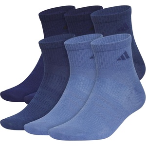 adidas Men’s Superlite Quarter Ankle Socks (6 Pairs) Lightweight & Breathable(Dark Blue/Tech Indigo Blue/Crew Blue/3)