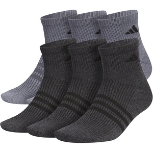 adidas Men’s Superlite Quarter Ankle Socks (6 Pairs) Lightweight & Breathable(Onix Grey/Black/3)
