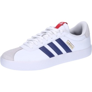 adidas Men’s VL Court 3.0 Sneakers(Cloud White Dark Blue Better Scarlet)