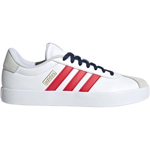 adidas Men’s VL Court 3.0 Sneakers(White/Better Scarlet/Team Navy Blue)