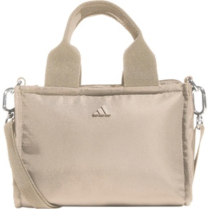 adidas Micro Mini Tote Handbag – Premium Crossbody Bag(Crystal Linen Beige/Silver Metallic)