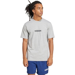 adidas Originals Men’s Essentials Linear Single Jersey T-Shirt(Grey Heather/Black)