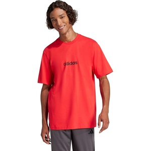 adidas Originals Men’s Essentials Linear Single Jersey T-Shirt(Pure Ruby/Black)