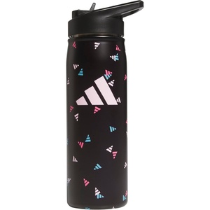 adidas Stainless Steel Metal Water Bottle 20 oz (600 mL) Straw Lid(3 Bar Toss Black-clear Pink/Black/Clear Pink)
