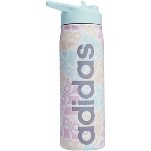 adidas Stainless Steel Metal Water Bottle 20 oz (600 mL) Straw Lid(Adi Multi Collage/Almost Blue/Grey)