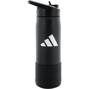 adidas Stainless Steel Metal Water Bottle 20 oz (600 mL) Straw Lid(Black/White/Black/2)