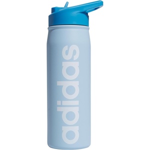 adidas Stainless Steel Metal Water Bottle 20 oz (600 mL) Straw Lid(Clear Sky Blue/Pulse Blue/White)