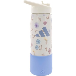 adidas Stainless Steel Metal Water Bottle 20 oz (600 mL) Straw Lid(Warm Vanilla Yellow/Tactile Blue/Tactile Blue/2)