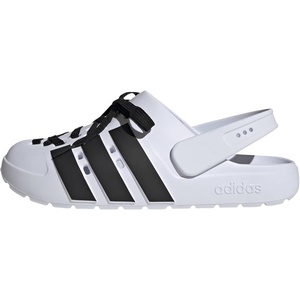 adidas Unisex Adult Adilette Clog 2.0 Clogs(White/Black/Gold Metallic)