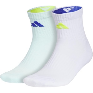 adidas Unisex Pure Training High Quarter Socks (2 Pairs) Gym & Workout(Almost Light Blue/Semi Lucid Blue/Semi Solar Yellow)