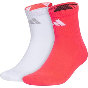 adidas Unisex Pure Training High Quarter Socks (2 Pairs) Gym & Workout(White/Silver Metallic/Lucid Red)