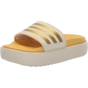 adidas Women’s Adilette Platform Slide Sandals(Crystal Sand/Gold Metallic/Semi Spark)