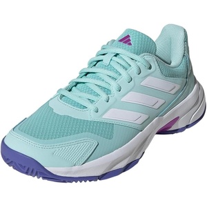 adidas Womens Courtjam Control 3 Tennis Sneakers Shoes – White(Semi Flash Aqua/White/Cobalt Blue)