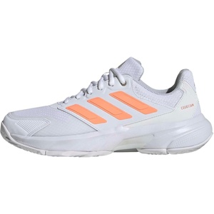adidas Womens Courtjam Control 3 Tennis Sneakers Shoes – White(White/Beam Orange/Crystal White)
