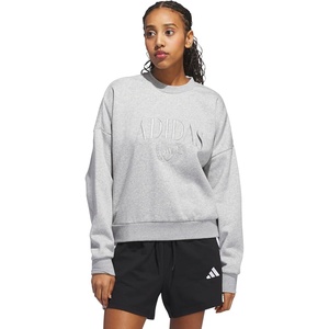adidas Women’s Cozy Holiday Graphic Sweatshirt(Medium Grey Heather)