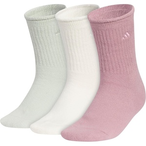 adidas Women’s Cushioned Comfort Socks (3 Pairs) Super Soft & Cozy(Crew/3/Halo Green/Wonder White/Magic Mauve Purple)