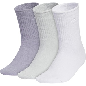 adidas Women’s Cushioned Comfort Socks (3 Pairs) Super Soft & Cozy(Crew/3/Slate Grey/Clear Onix Grey/Frozen Purple)