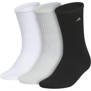 adidas Women’s Cushioned Comfort Socks (3 Pairs) Super Soft & Cozy(Crew/3/White/Clear Onix Grey/Black)