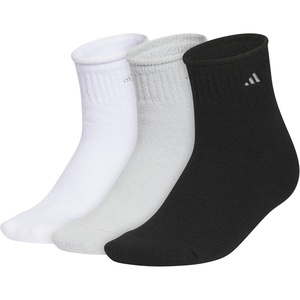 adidas Women’s Cushioned Comfort Socks (3 Pairs) Super Soft & Cozy(Quarter/1/White/Cool Light Heather/Black)