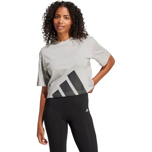 adidas Women’s Essentials Big Logo Boyfriend T-Shirt(Medium Grey Heather/Black)