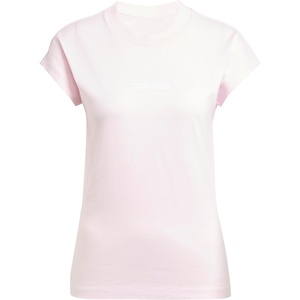 adidas Women’s Essentials Linear Cotton T-Shirt(Clear Pink/White)