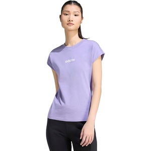 adidas Women’s Essentials Linear Cotton T-Shirt(Magic Lilac/White)