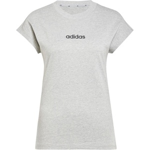 adidas Women’s Essentials Linear Cotton T-Shirt(Medium Grey Heather/Black)