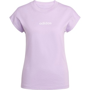 adidas Women’s Essentials Linear Cotton T-Shirt(Powder Plum/White)