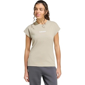 adidas Women’s Essentials Linear Cotton T-Shirt(Wonder Cargo/White)