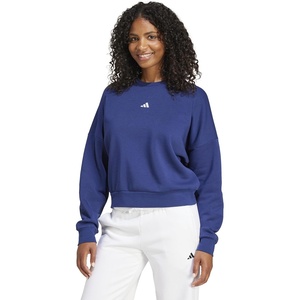 adidas Women’s Essentials Small Logo FeelCozy Sweatshirt(Dark Blue/White)