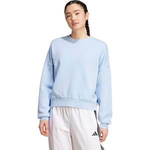 adidas Women’s Essentials Small Logo FeelCozy Sweatshirt(Glow Blue/White)