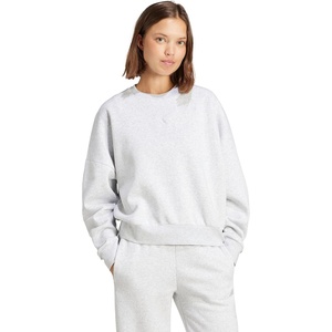 adidas Women’s Essentials Small Logo FeelCozy Sweatshirt(Light Grey Heather/White)